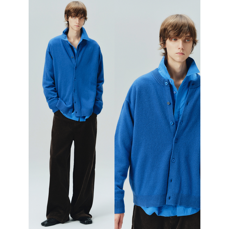 Yiyi 90% Sheep Wool Cashmere Knit Cardigan, Delicate and Soft, Lightweight, Color-Blocked Buttons, High-End Sweater Coat Yiyi 90% Sheep Wool Cashmere Knit Cardigan, Delicate and Soft, Lightweight, Color-Blocked Buttons, High-End Sweater Coat
