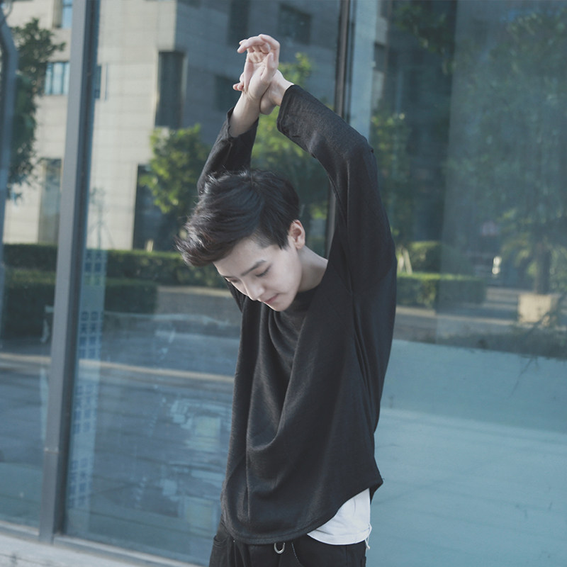 衣疫 秋季新款三色百搭落肩长袖T恤文艺纯T