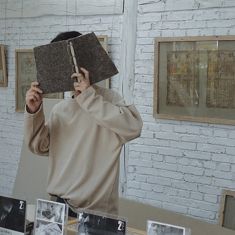 衣疫 秋季高品质基础款简约百搭落肩长袖T恤 可单穿可打底男款