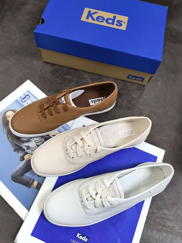 Keds Soft Genuine Leather White Shoes Classic Fashion Casual Versatile Women's Student Shoes British Style
