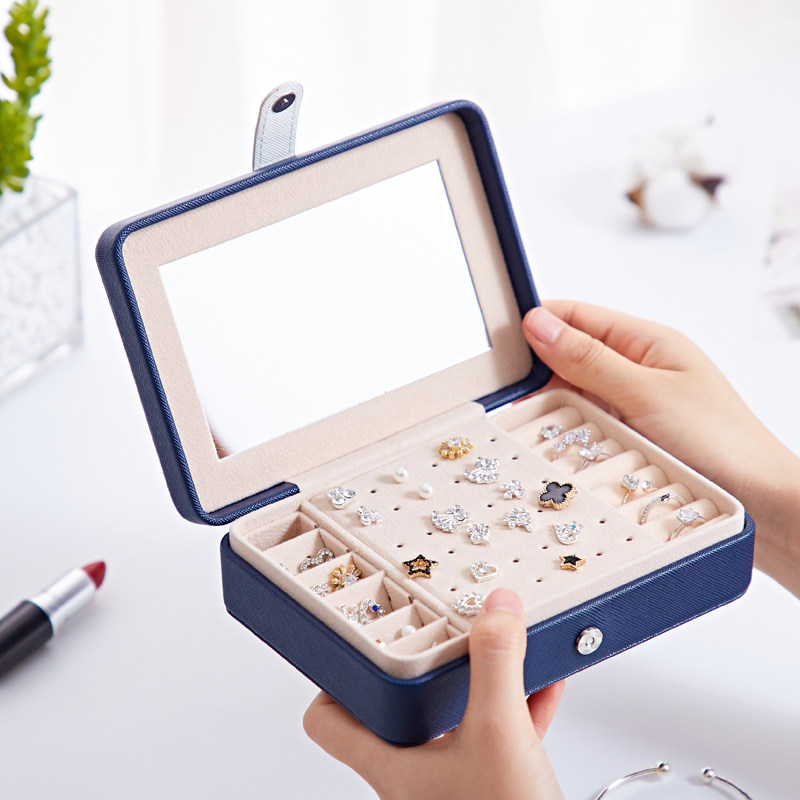 Delicate portable first decoration box large capacity anti-oxidation jewellery containing box bracelet necklace ring earring containing box