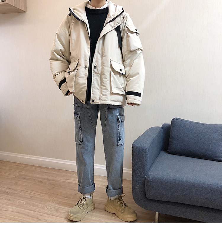 LES đẹp trai T Lin Bend Korea Ami jeans quần jean kiểu quân đội giản dị túi lớn quần yếm nam và nữ quần ống suông nam