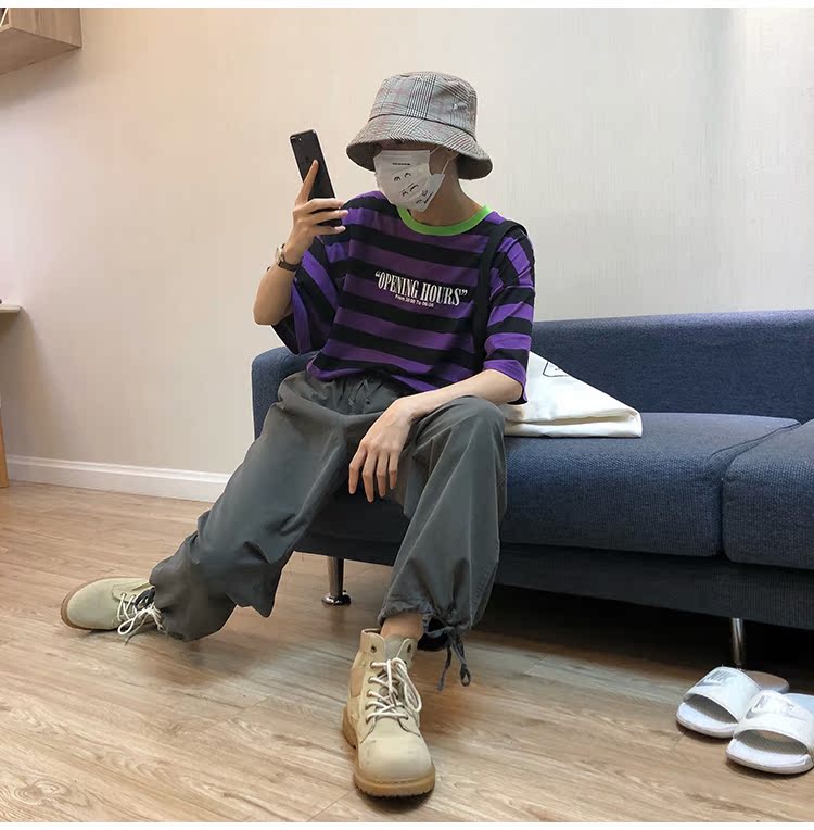 LES đẹp trai T Lin cong mùa hè Ami retro quần yếm rộng rãi giặt quần chân thẳng nam và nữ shop quần áo nam