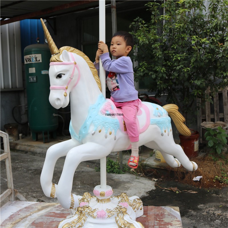 Spot resin glass fiber painted carousel sculpture wedding props horse window Trojan can sit adult props