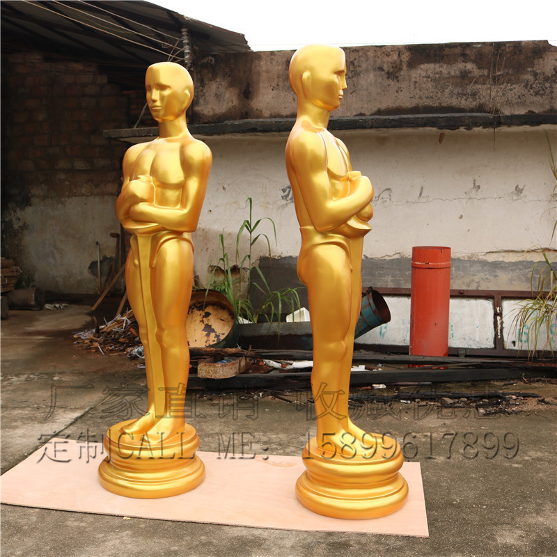 Oscar statue decoration Small golden man sculpture Glass fiber reinforced plastic film event exhibition stage door welcome large ornament