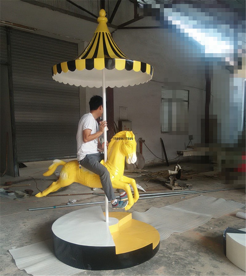 Spot resin glass steel children's props large carousel with umbrella trade show event window decoration sculpture