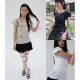 Eihey stacked asymmetrical large lapel design puff sleeve top women's slim waist button-down shirt