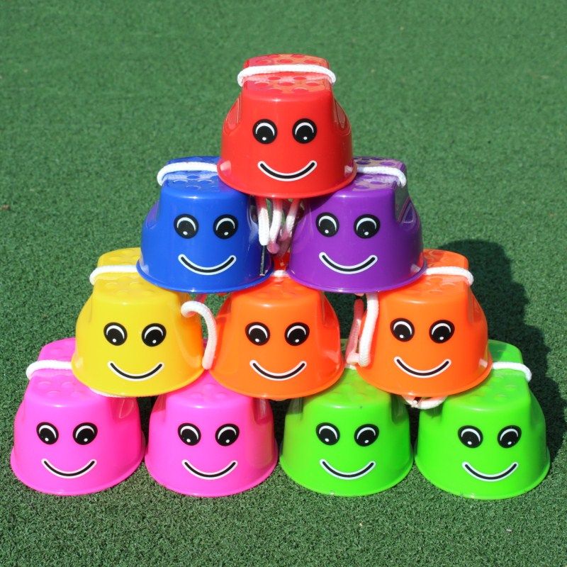 Children thickened with smiley face on stilts Shoes Kindergarten Balance Sensory integration Training Parent-child outdoor sports Toys