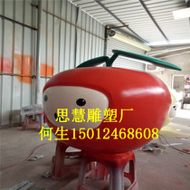 Factory custom glass fiber reinforced plastic fruit cartoon sculpture garden simulation Apple cartoon ornaments sculpture creative fruit