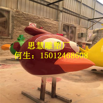 Custom glass fiber reinforced plastic cartoon sculpture garden simulation Woodpecker theme cartoon animal sculpture Angry Birds Cartoon