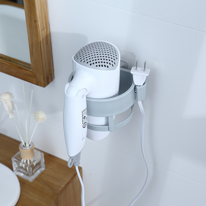 Free Punch Hair Dryer Shelf Wall-mounted Suction Cup Style Bathroom Shelving Makeup Room Hook for Toilet Hair Dryer