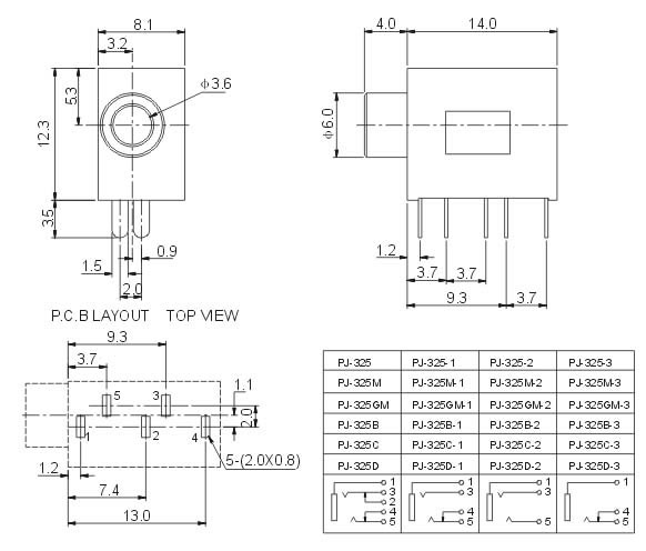 50 Teile/los PJ-325 3,5 MM Audio Buchse/Jack Stecker Dual-Kanal 5Pin/5P Vergoldet – Detail 1