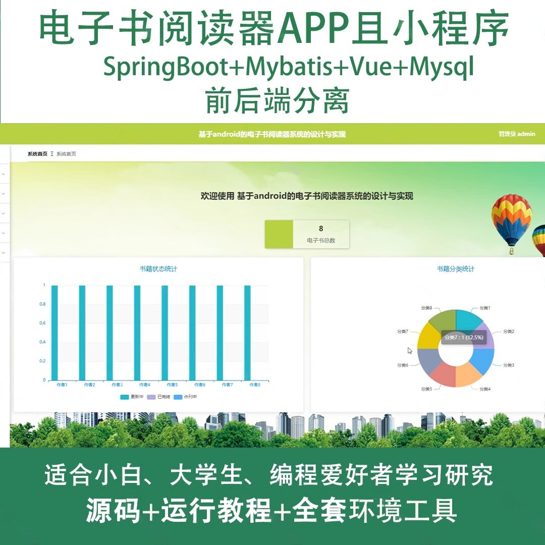 电子书阅读器APP/小程序 java SpringBoot Vue 前后分离