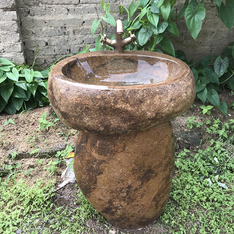 Natural new stone upright post basin integrated outdoor retro basin art washbasin floor-type courtyard handwashing table