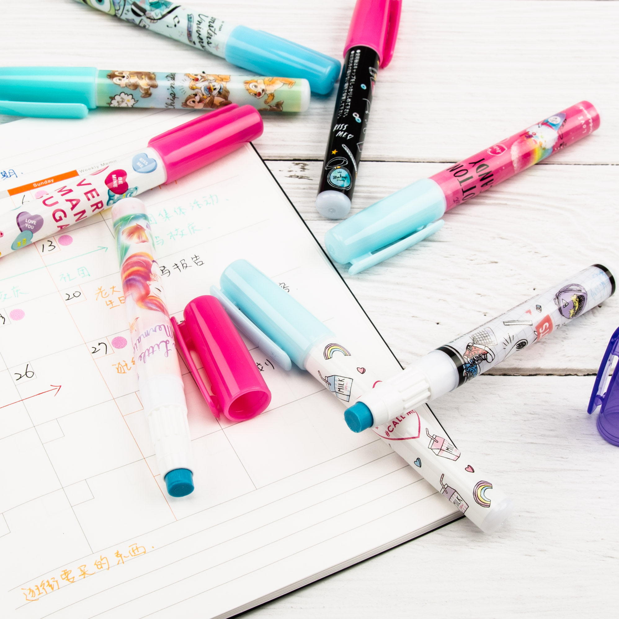 Almond tofu stationery paved Japanese rubber stick creative stationery color stick handbook material collage solid adhesive stick