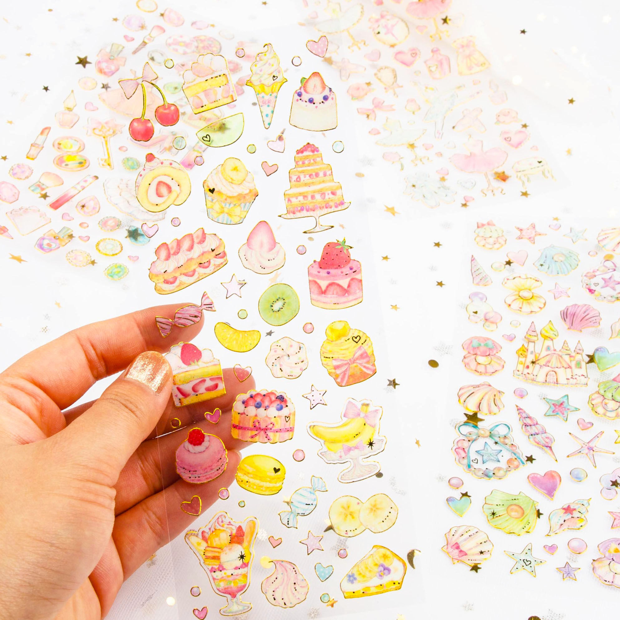 Japanese meritocratic handbill gold foil sticker clothpin girl princess system cute sticker pvc transparent hand ledger decoration