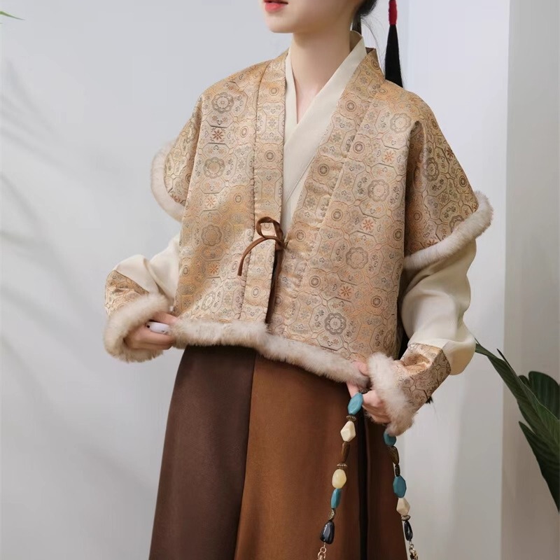 Qingqingzi Original [Small Tang Style] Fleece-Lined Tang-Style Robe Restoration Hanfu for Women, Skirt-Style Tang-Style Hanfu for Women, Winter