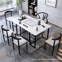 Tea table and chair combination home office tea table tea table 1 6 meters new Chinese style iron slate simple and fashionable tea table