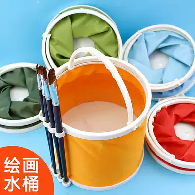 Large hard bottom folding can insert pen bucket canvas bucket art supplies can insert pen brush bucket