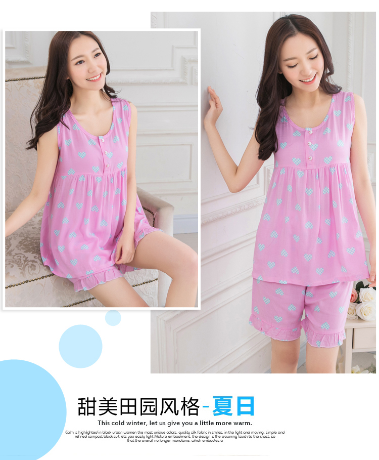 Mùa hè phần mỏng không tay vest cotton lụa nữ đồ ngủ phụ nữ mùa hè cotton nhân tạo quần short cotton lụa dịch vụ nhà phù hợp với