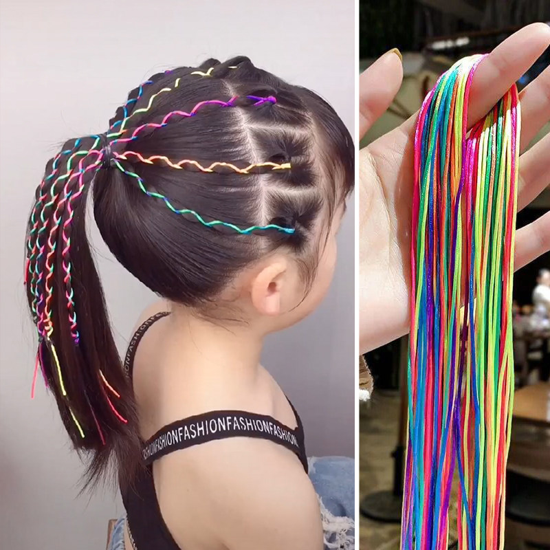 Net red Xiaoxigua Yunnan colorful gradient tide braid dirty braided hair rope ethnic style hip-hop children's ribbon color rope