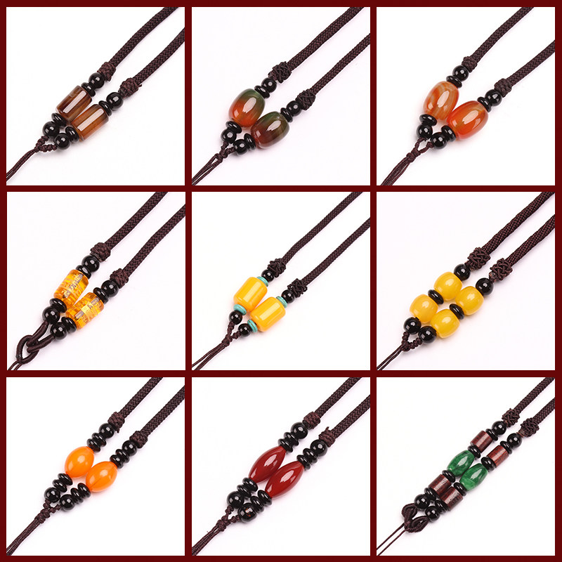 Buy two get one free men's hand-woven finished necklace rope emerald women's jade pendant jade pendant lanyard gold pendant neck rope