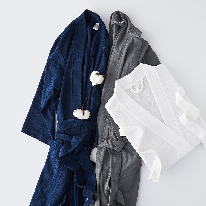 Spring and Autumn Couple Couple Woman Waffger Watergown Watergown Dressed Bathrobe Men's Morning robe Long Autumn Nightgown