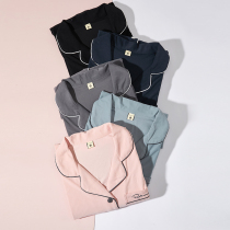 Pajamas womens spring and autumn long-sleeved black ins cool loose thin summer Korean version of simple large size home service suit