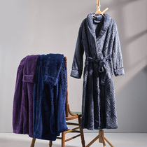 Nightgown womens winter plus velvet thick flannel couple bathrobe extended coral velvet mens pajamas spring autumn and winter