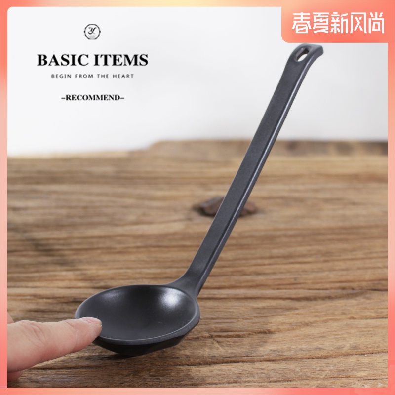 Day of Korean black plastic imitation porcelain run spoon move spoon run straight hook shell spoon bending spoons melamine spoon run out