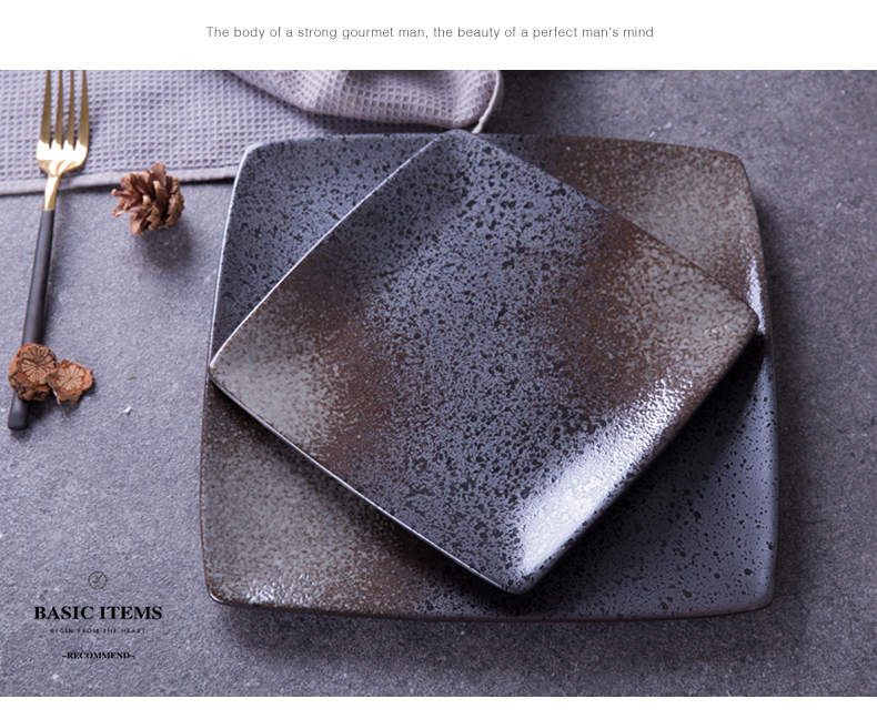 Ceramic plate beefsteak disc flat shallow dish restaurant with tableware dessert plate square plate of fruit salad plates