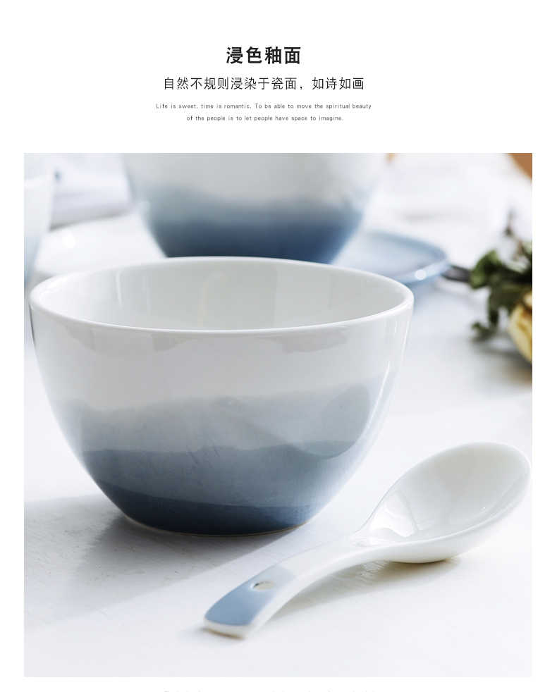 Made pottery under glaze porcelain run smaller spoon to eat spoon handle spoon stir spoon, run out of kitchen home restaurant business