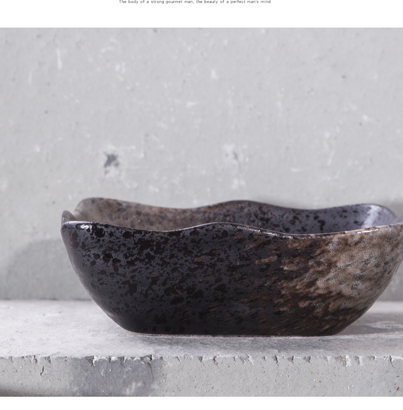 Japanese ceramics tableware sifang tetragonal dishes fruit salad bowl dessert plate snack bowl ltd. household shallow bowl