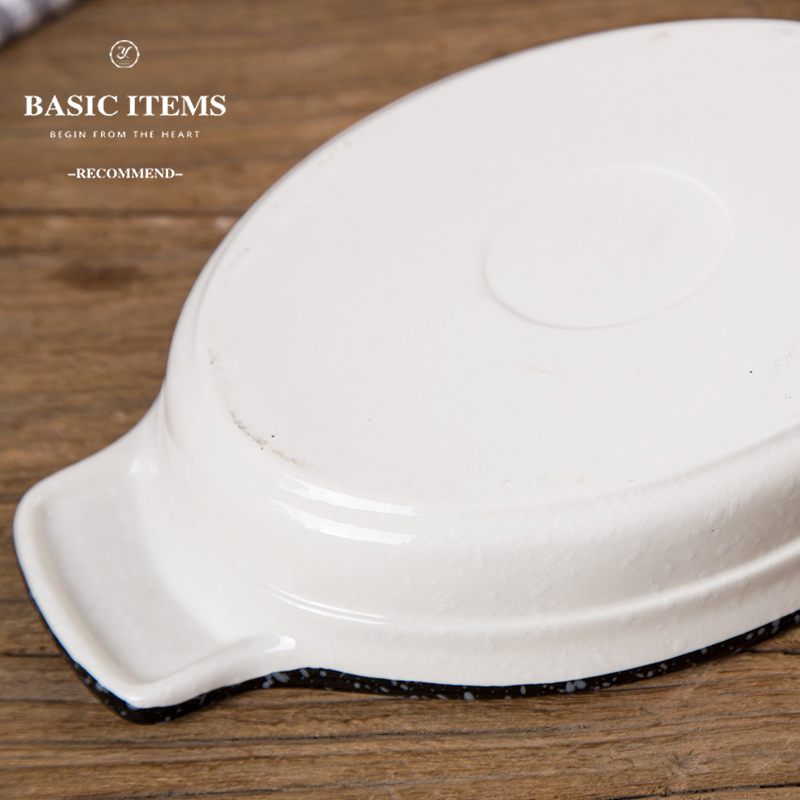 Ceramic pan baked FanPan ears rectangular oval plate tableware household oven baked cheese western food