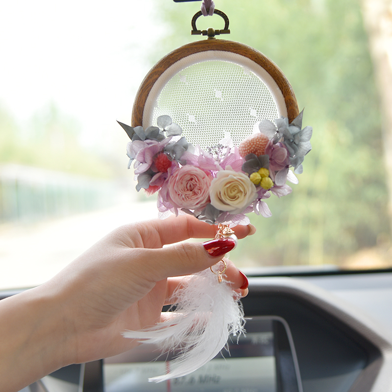 Car pendant ins net red goddess Perpetual Flowers Car Inner Rear Mirror Pendant On-board Dolly Dolly Decorations Creativity