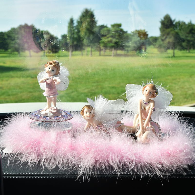 On-board Pendulum Feather Non-slip Mat Angel Pendulum with hair wool cushion Automotive Fragrance seat Pendulum Bench mobile phone inlaid with padding