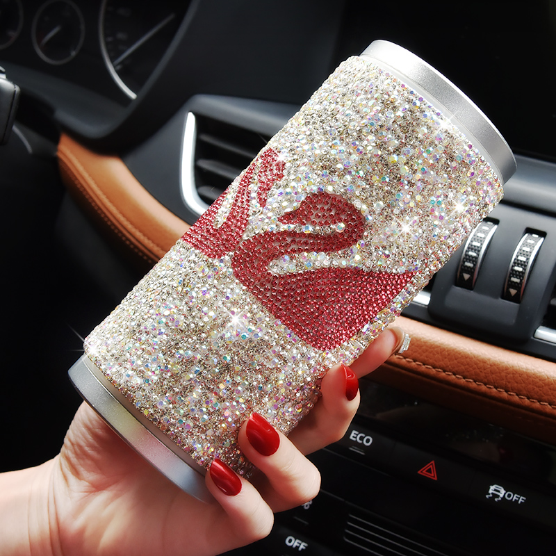 Car tissue box car with diamond female creative cute tissue box pumping paper tube armrest box fixed car supplies