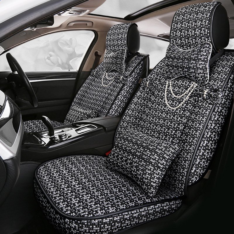 Car cushions Ins net red goddess Lovely Seasons Universal Ice Silk Seat Cushion Fashion Fabric Full Bag Seat Cover