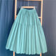 Clearance 30 self-made dark green pure cotton skirt women's spring and summer mid-length skirt A-line umbrella skirt temperament big swing skirt