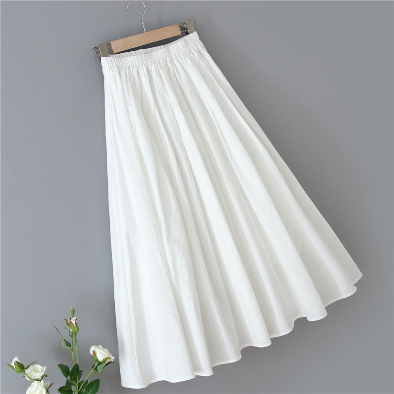 2026 Spring/Summer New Vintage Artistic Cotton and Linen High-Waisted Slimming Long Pure White Flared Skirt for Women