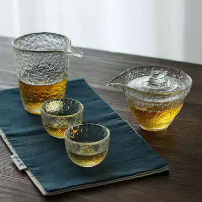 Japanese style first snow hammer glass cover bowl heat-resistant Road Cup transparent tea cup Master Cup single cup tea set set