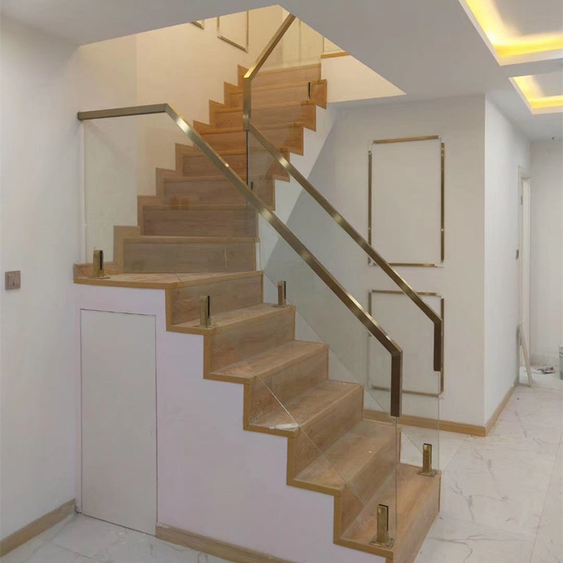 Hangzhou Stairway Armrest Indoor Tempered Glass Brief Modern Solid Wood Railings Integral Staircase Customisation