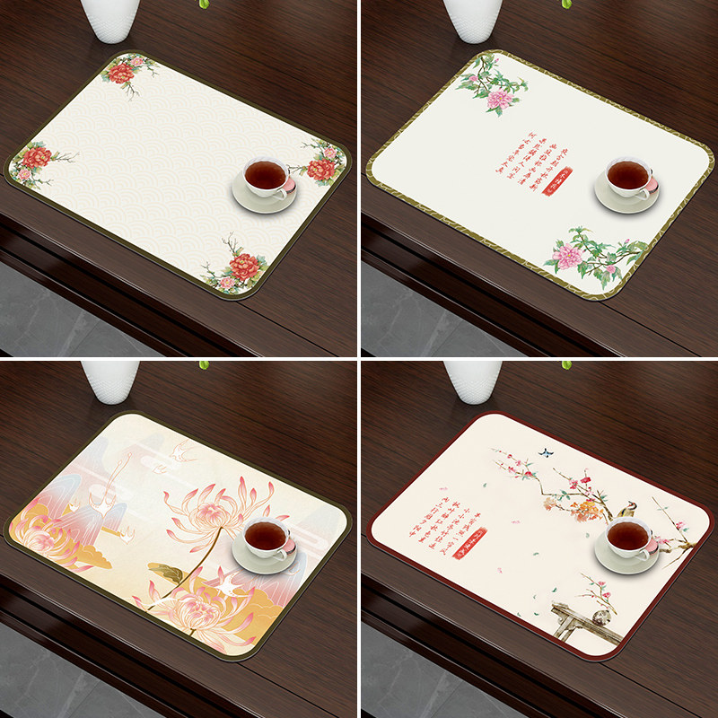 Chinoiserie placemat Q bullet silicone waterproof anti-scalding no-wash vase mat smoker ashtray mat tea set refreshment plate pad