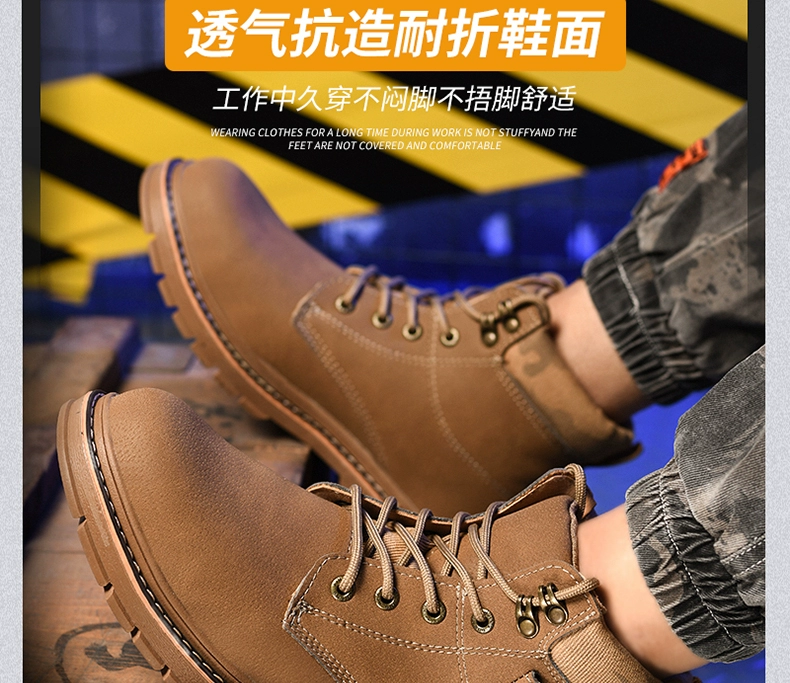 Labor protection shoes for men, winter steel toe caps, anti-smash and anti-puncture, lightweight, warm, high-top, wear-resistant, construction site safety work shoes