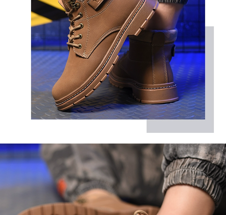 Labor protection shoes for men, winter steel toe caps, anti-smash and anti-puncture, lightweight, warm, high-top, wear-resistant, construction site safety work shoes