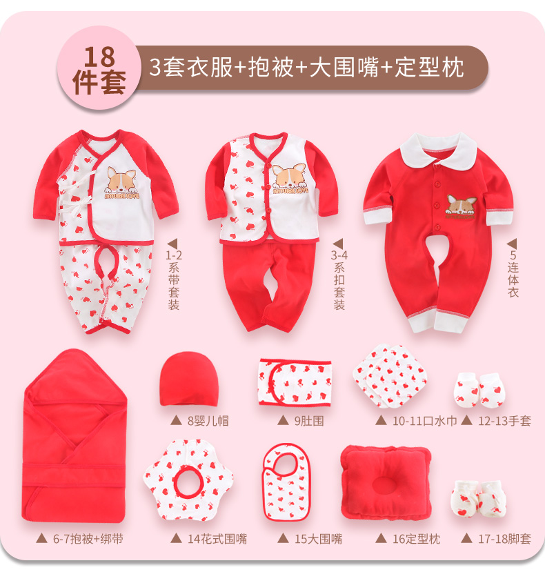 Bộ quần áo trẻ sơ sinh bộ quà tặng 0-3 tháng mùa xuân và mùa thu cotton mùa đông 6 em bé sơ sinh trăng tròn đồ sơ sinh bé gái
