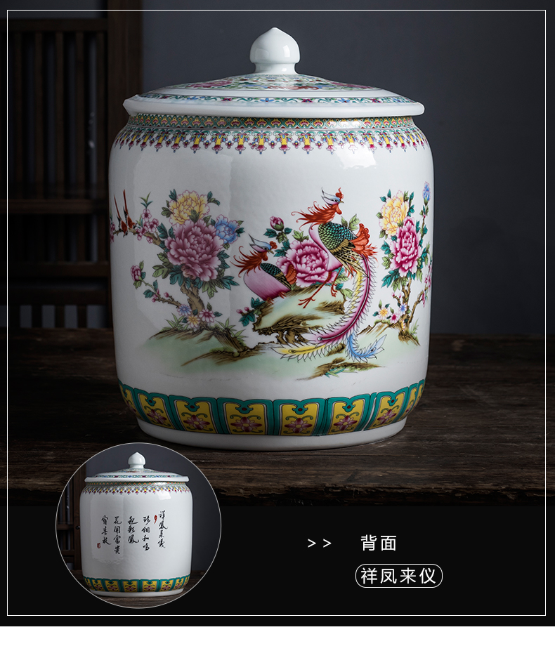 Jingdezhen ceramic barrel ricer box rice flour storage bin 20 jins home moistureproof insect - resistant rice jar with cover seal the bucket