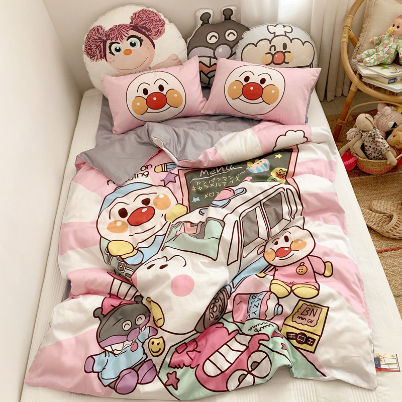 Newborn baby cotton tribute satin four-piece set baby cot kindergarten child big child children's bed on the supplies duvet cover