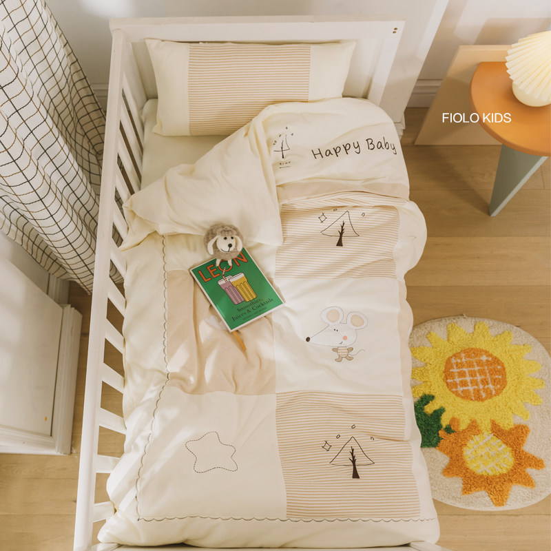 Class A cotton soft knitted cotton baby three-piece kindergarten Tianzhu cotton children's bedding quilt cover cushion pillow case