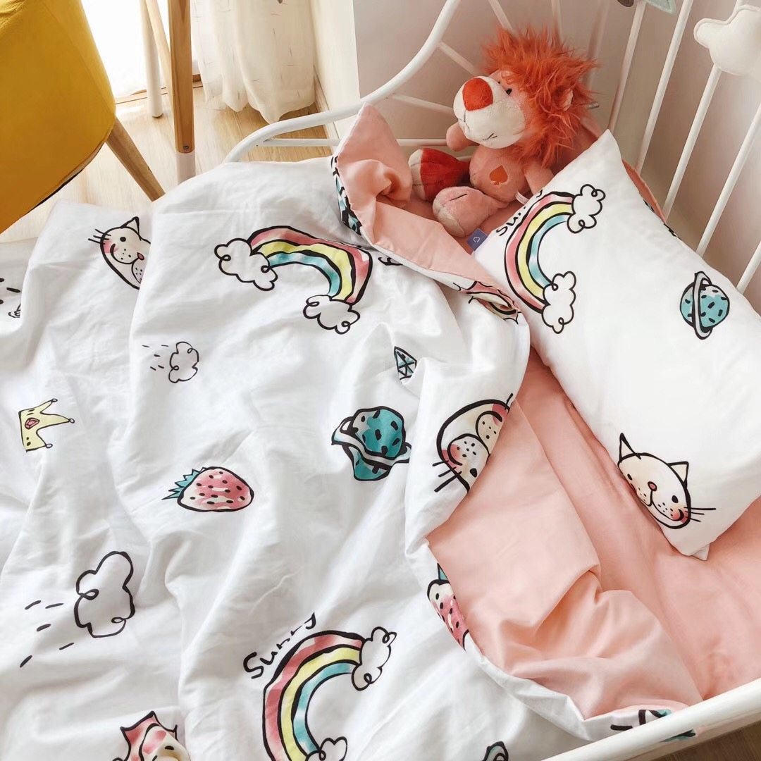 Newborn baby double cotton gauze sheet package baby kit kindergarten three-piece core